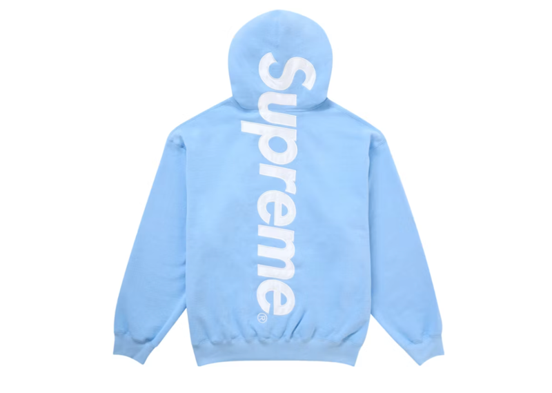 Supreme Satin Applique Hooded Sweatshirt (FW24) Light Blue