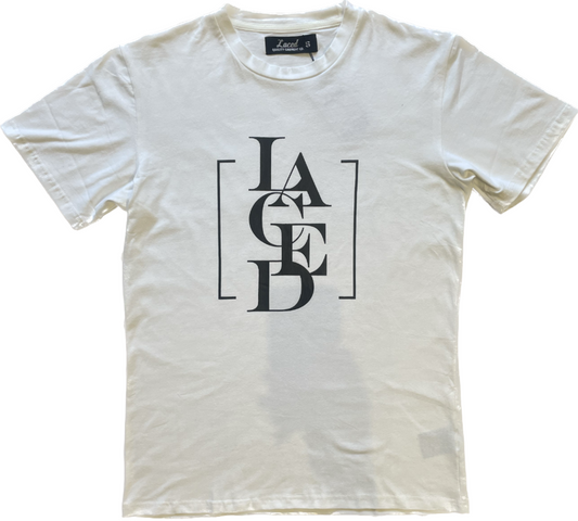 Laced2023 Letter Pile tee white