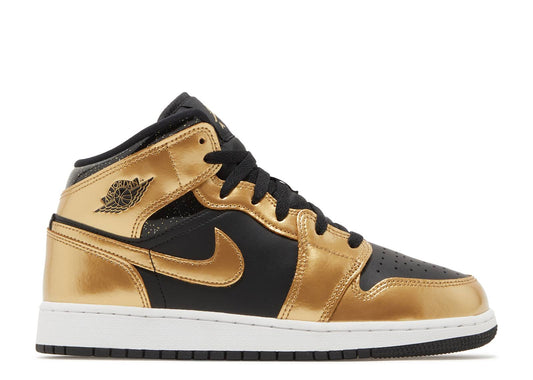 Air Jordan 1 Mid SE GS Metallic Gold Black