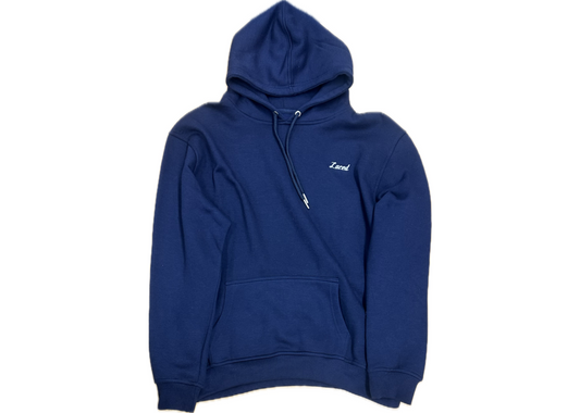 Laced Small Script Embroidered Logo Hoodie Blue