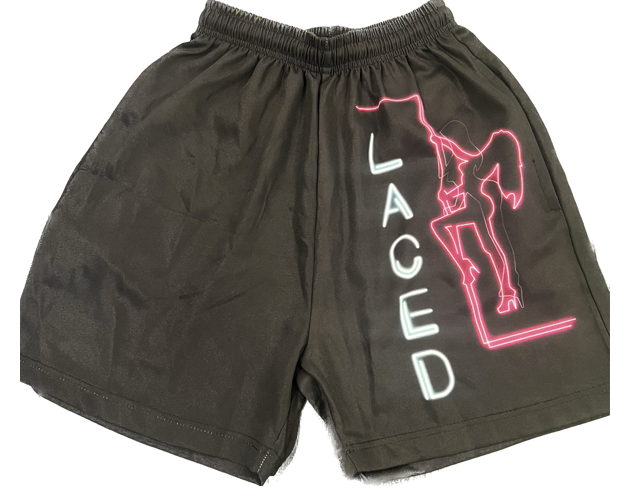 LACED STRIPPER  SWIM SHORTS BLACK