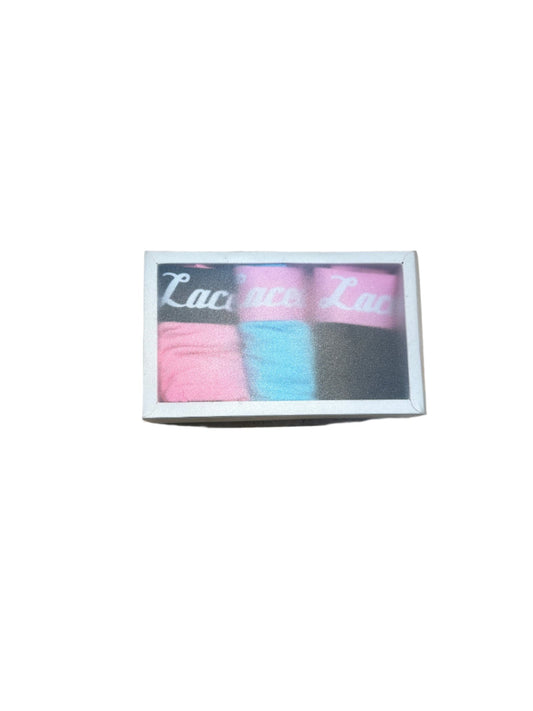 Laced Script Boxers (3 Pack) Pink / Blue / Black